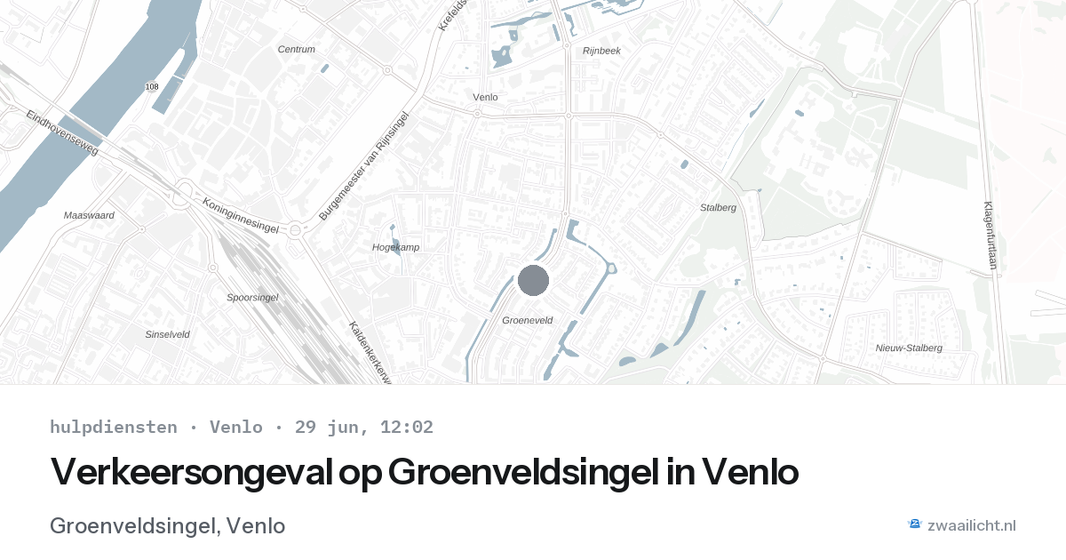 Verkeersongeval op Groenveldsingel in Venlo — 29 jun 2026