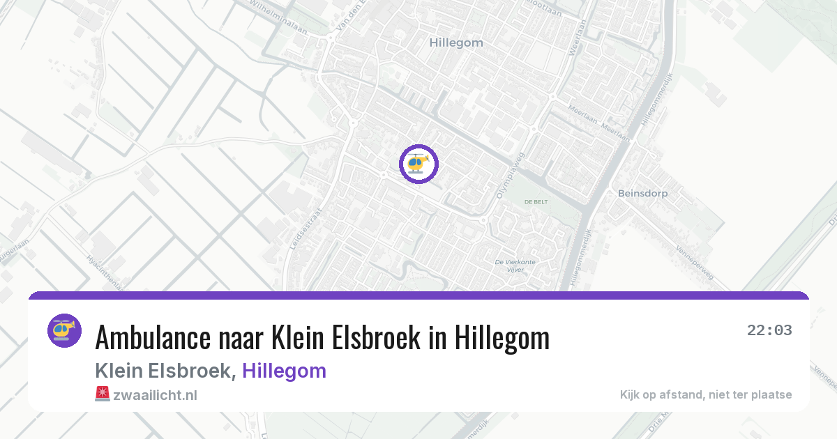 Ambulance naar Klein Elsbroek in Hillegom — 12 aug 2026