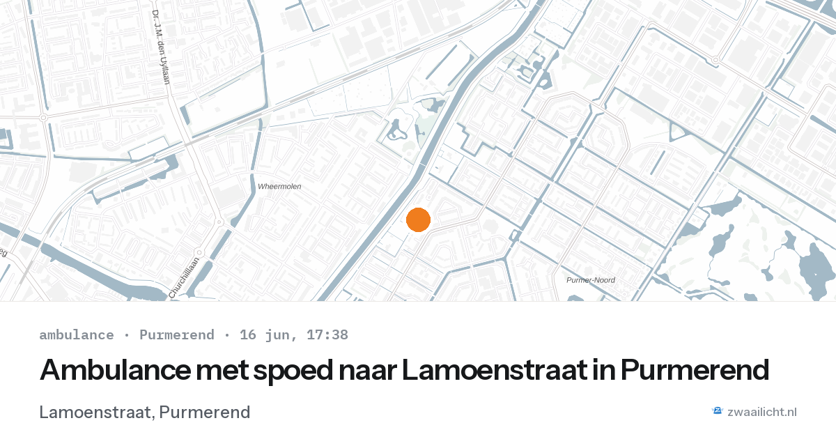 Ambulance met spoed naar Lamoenstraat in Purmerend — 16 jun 2026