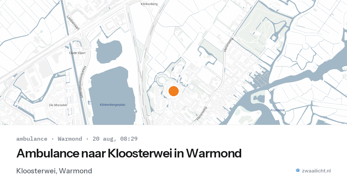 Ambulance naar Kloosterwei in Warmond — 20 aug 2026