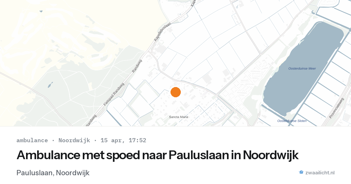 Ambulance met spoed naar Pauluslaan in Noordwijk — 15 apr 2026