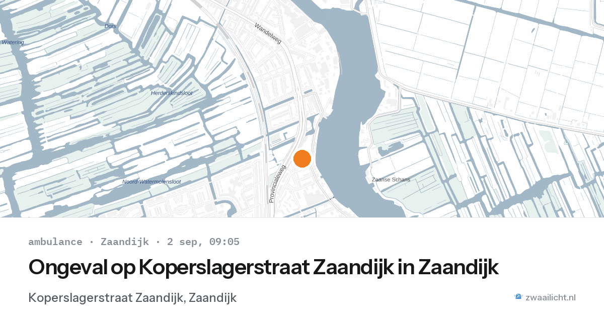 Ongeval op Koperslagerstraat Zaandijk in Zaandijk — 2 sep 2026
