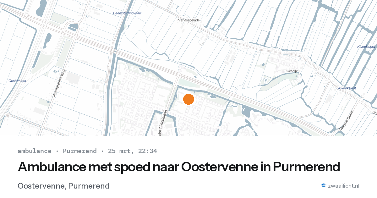 Ambulance met spoed naar Oostervenne in Purmerend — 25 mrt 2026