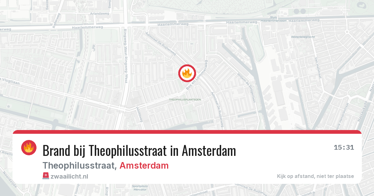 Brand bij Theophilusstraat in Amsterdam — 24 mrt 2026