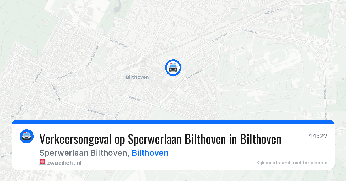 Verkeersongeval op Sperwerlaan Bilthoven in Bilthoven — 9 aug 2026
