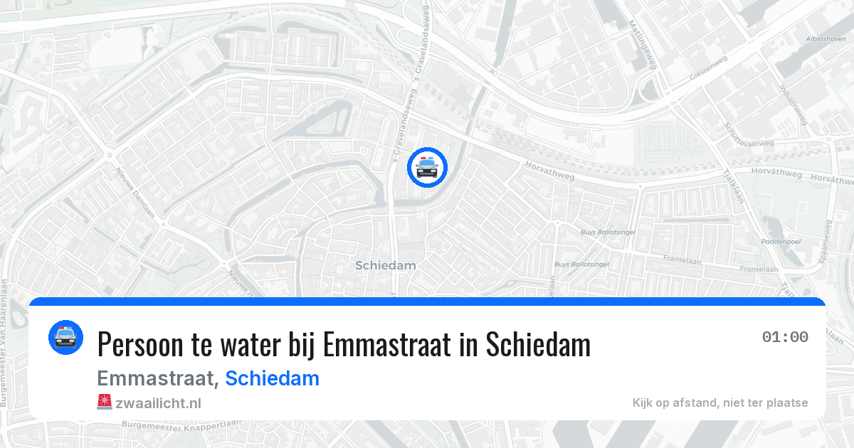Persoon te water bij Emmastraat in Schiedam — 4 aug 2026