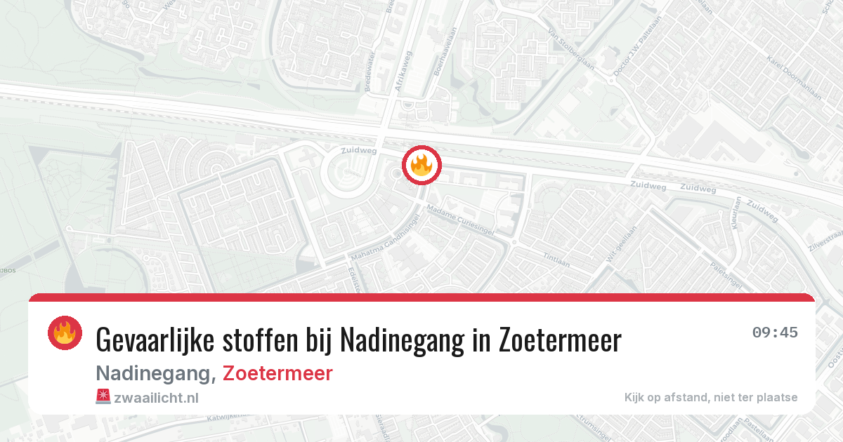 Gevaarlijke stoffen bij Nadinegang in Zoetermeer — 7 aug 2026