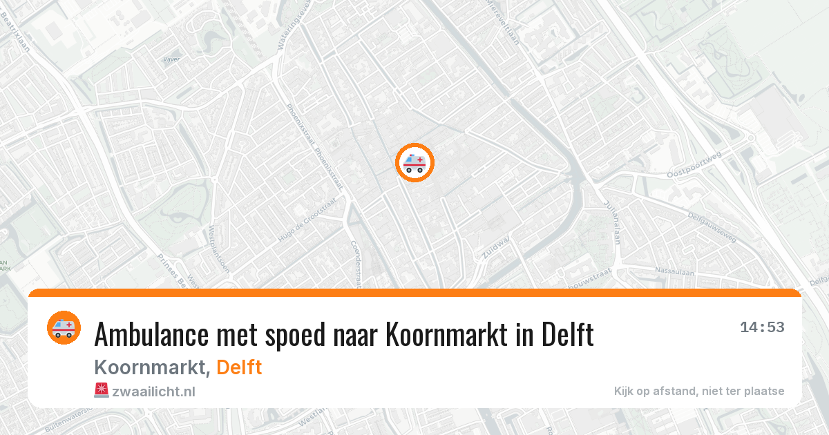 Ambulance met spoed naar Koornmarkt in Delft — 20 mei 2026