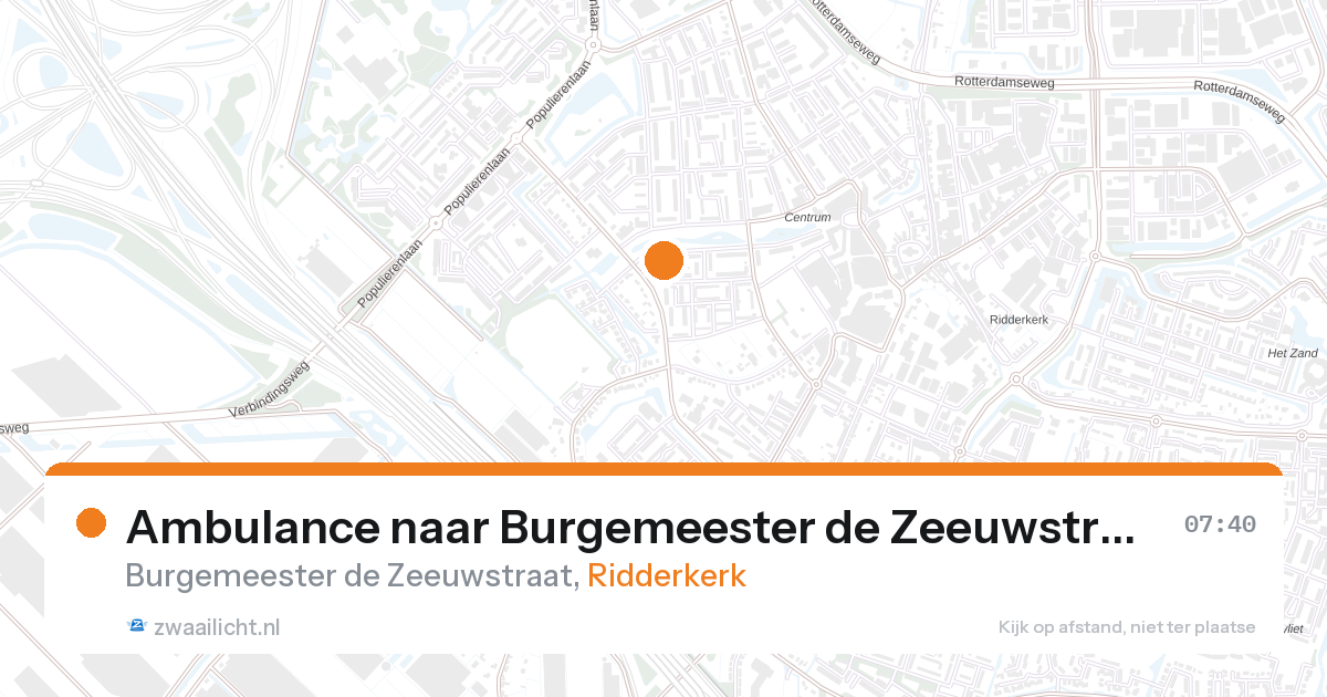 Ambulance naar Burgemeester de Zeeuwstraat in Ridderkerk — 27 aug 2026