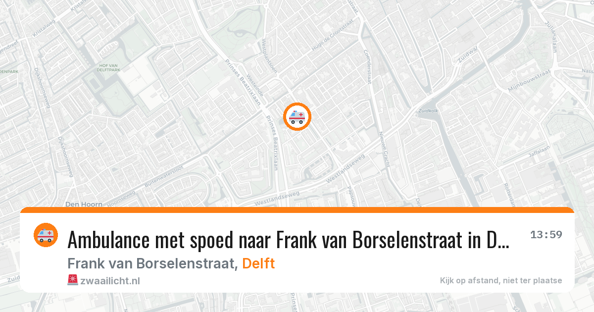 Ambulance met spoed naar Frank van Borselenstraat in Delft — 31 mei 2026