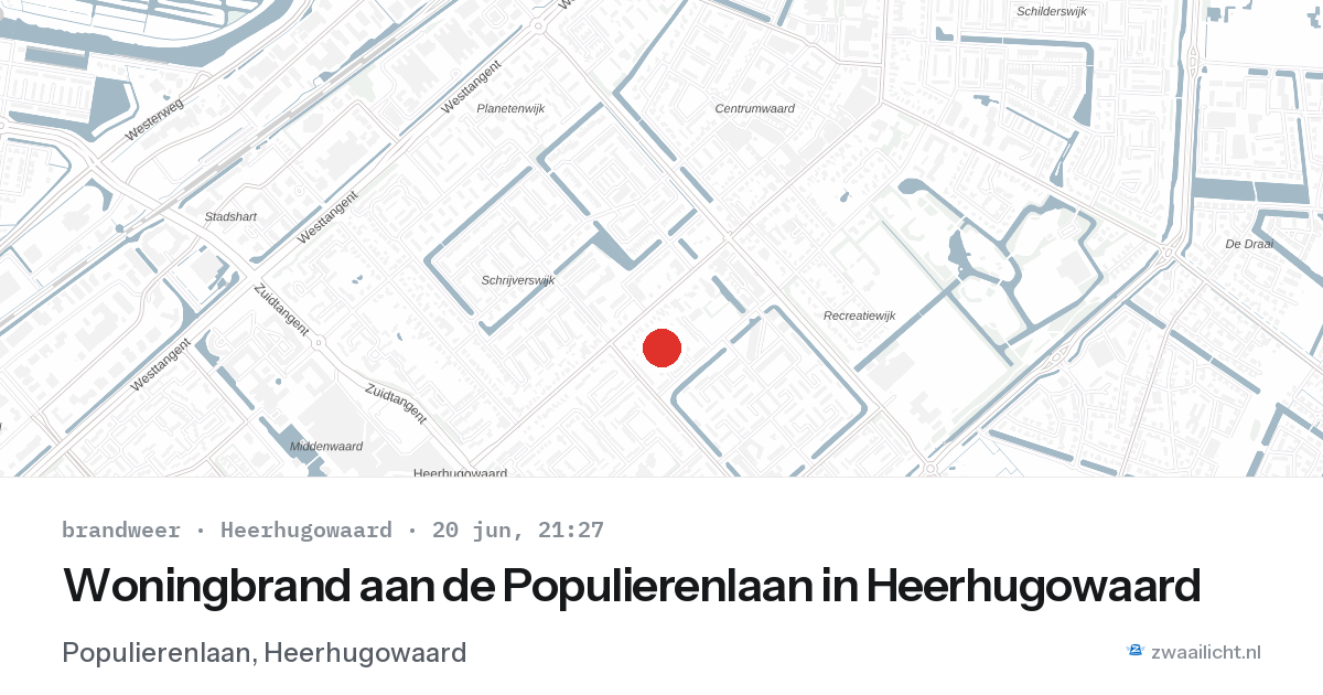 Woningbrand aan de Populierenlaan in Heerhugowaard — 20 jun 2026