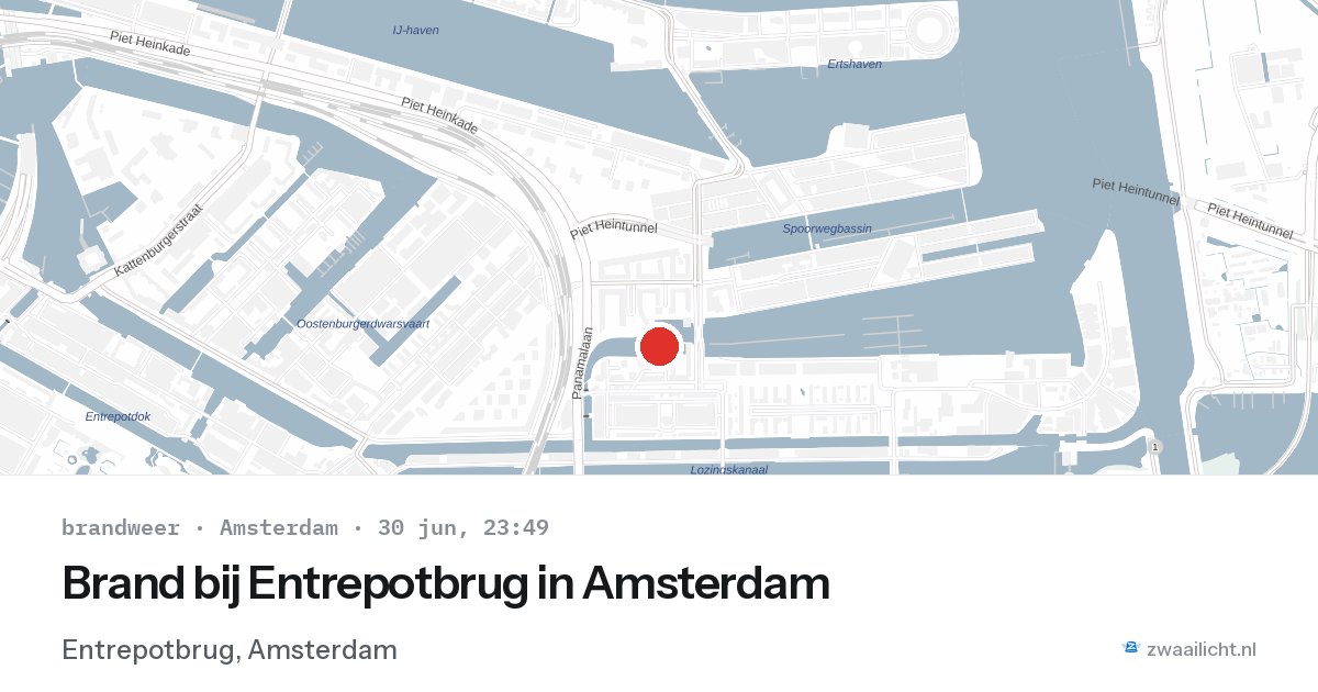 Brand bij Entrepotbrug in Amsterdam — 30 jun 2026