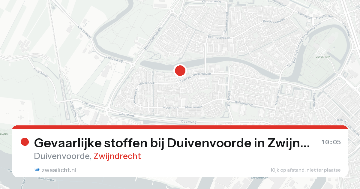 Gevaarlijke stoffen bij Duivenvoorde in Zwijndrecht — 24 aug 2026