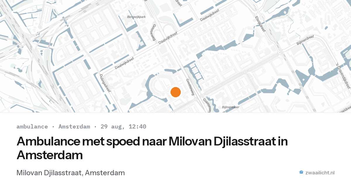 Ambulance met spoed naar Milovan Djilasstraat in Amsterdam — 29 aug 2026