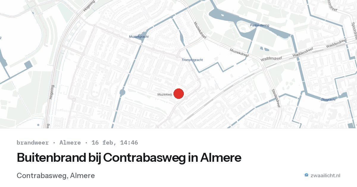 Buitenbrand bij Contrabasweg in Almere — 16 feb 2026