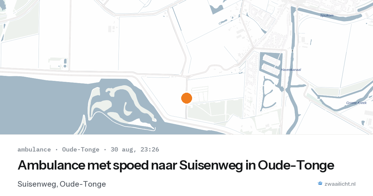 Ambulance met spoed naar Suisenweg in Oude-Tonge — 30 aug 2026