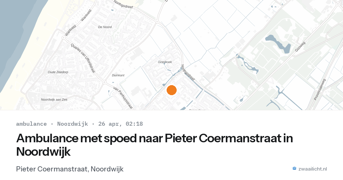 Ambulance met spoed naar Pieter Coermanstraat in Noordwijk — 26 apr 2026