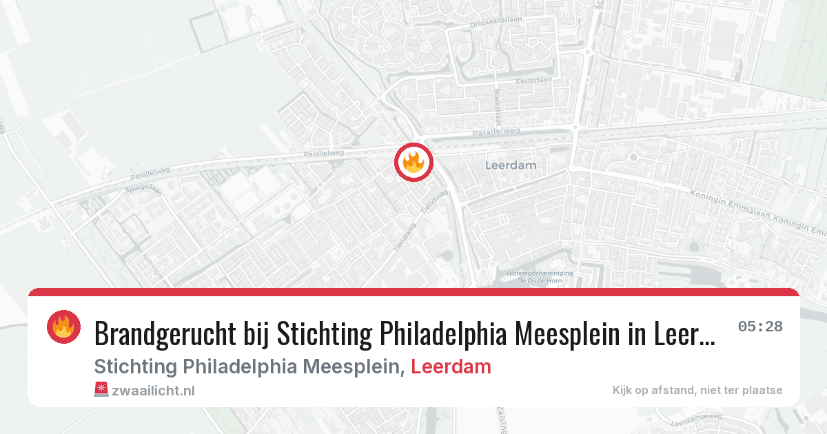 Brandgerucht bij Stichting Philadelphia Meesplein in Leerdam — 2 mei 2026