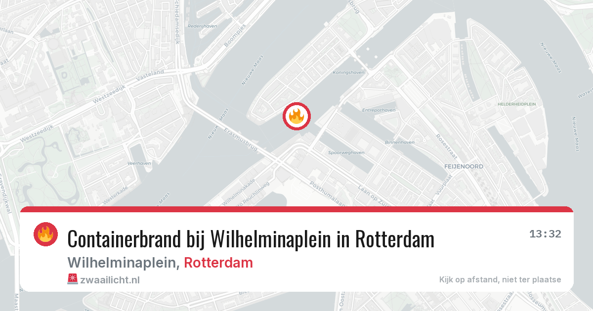 Containerbrand bij Wilhelminaplein in Rotterdam — 22 jun 2026