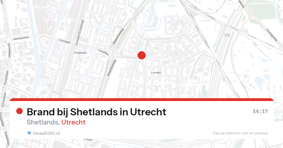 Brand bij Shetlands in Utrecht — 27 aug 2026