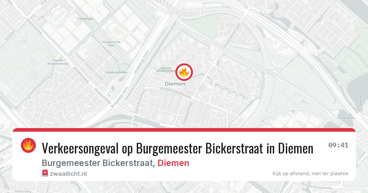 Verkeersongeval op Burgemeester Bickerstraat in Diemen — 4 aug 2026