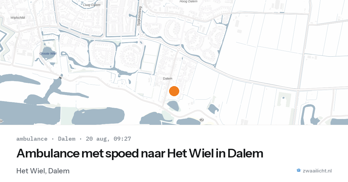 Ambulance met spoed naar Het Wiel in Dalem — 20 aug 2026