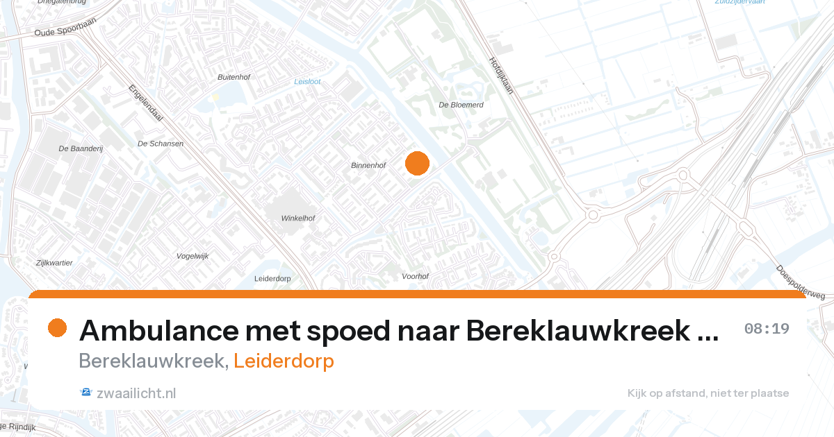 Ambulance met spoed naar Bereklauwkreek in Leiderdorp — 28 aug 2026