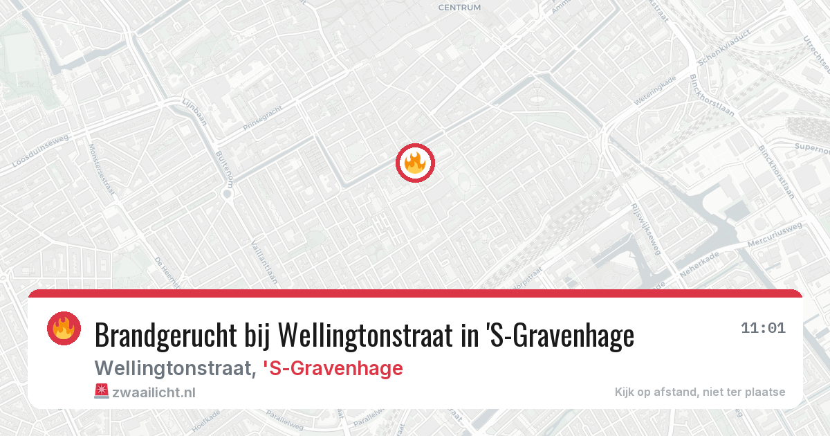 Brandgerucht bij Wellingtonstraat in 'S-Gravenhage — 13 aug 2026