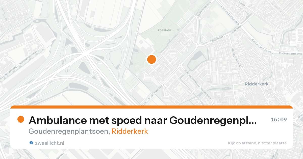 Ambulance met spoed naar Goudenregenplantsoen in Ridderkerk — 21 aug 2026