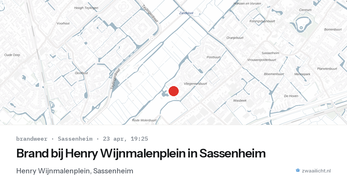 Brand bij Henry Wijnmalenplein in Sassenheim — 23 apr 2026