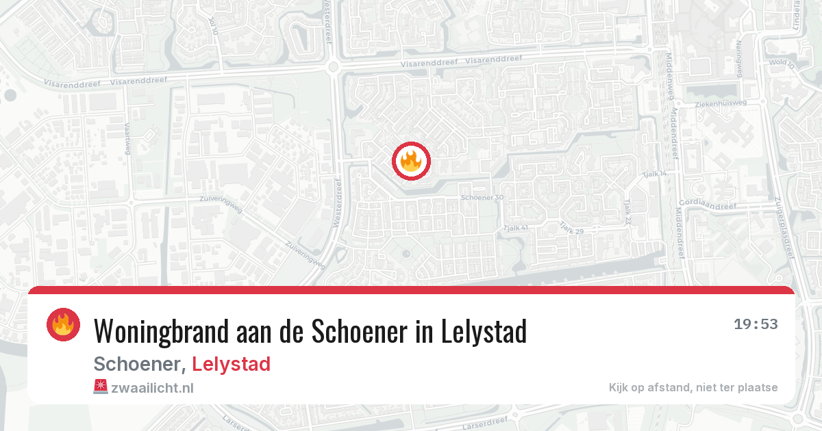 Woningbrand aan de Schoener in Lelystad — 22 jun 2026