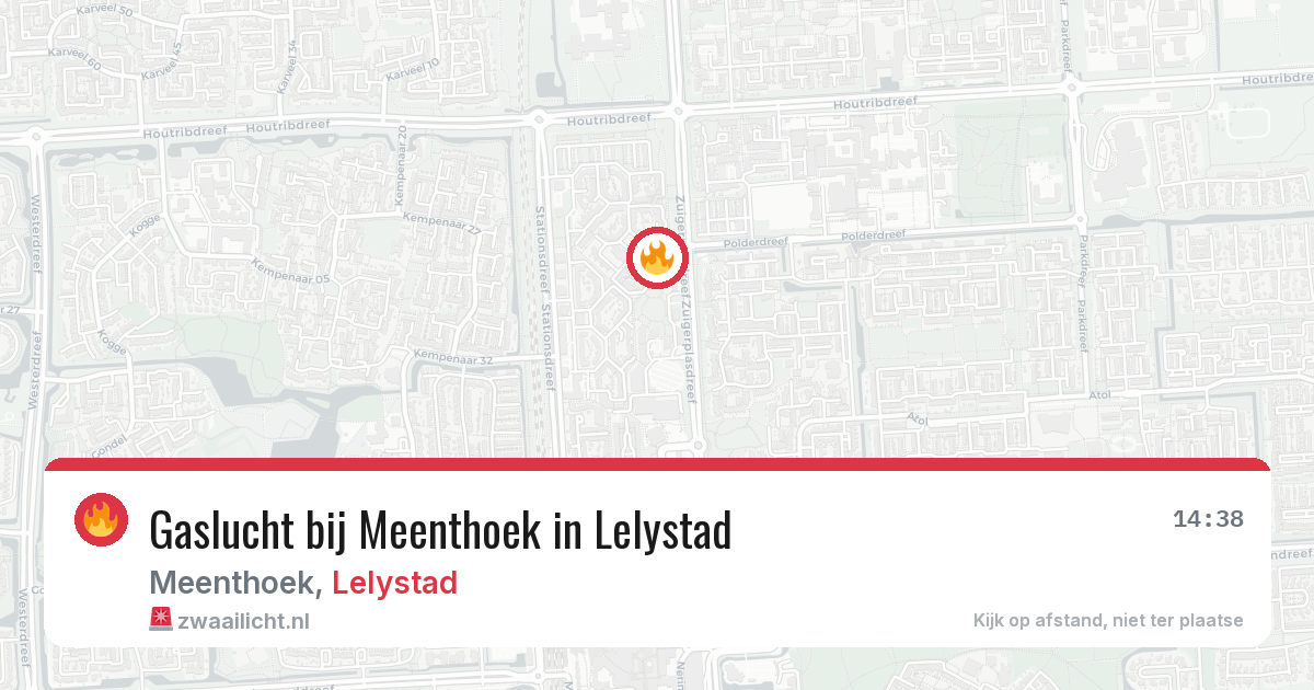 Gaslucht bij Meenthoek in Lelystad — 21 mei 2026