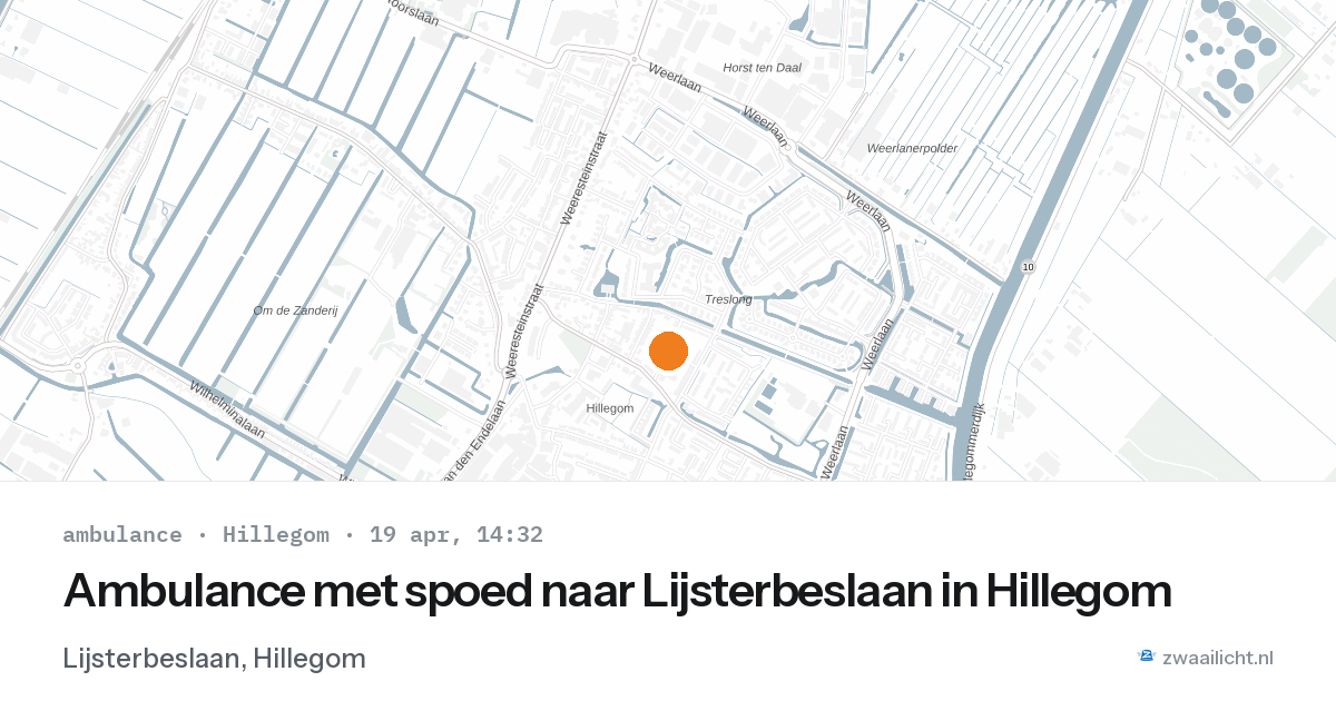 Ambulance met spoed naar Lijsterbeslaan in Hillegom — 19 apr 2026