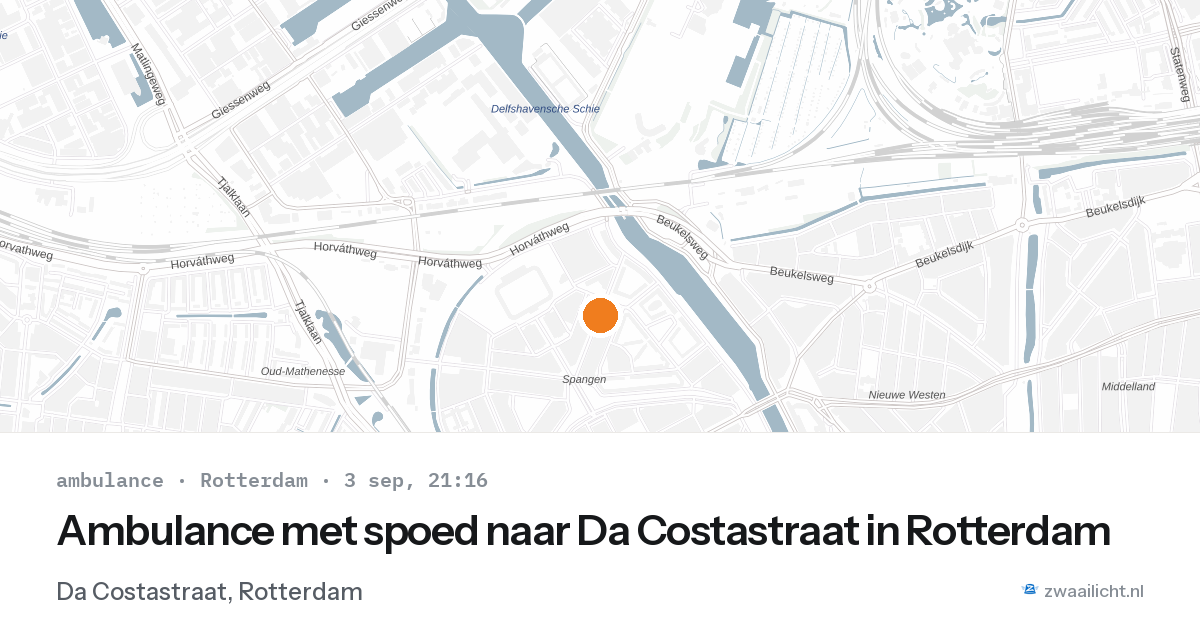 Ambulance met spoed naar Da Costastraat in Rotterdam — 3 sep 2026