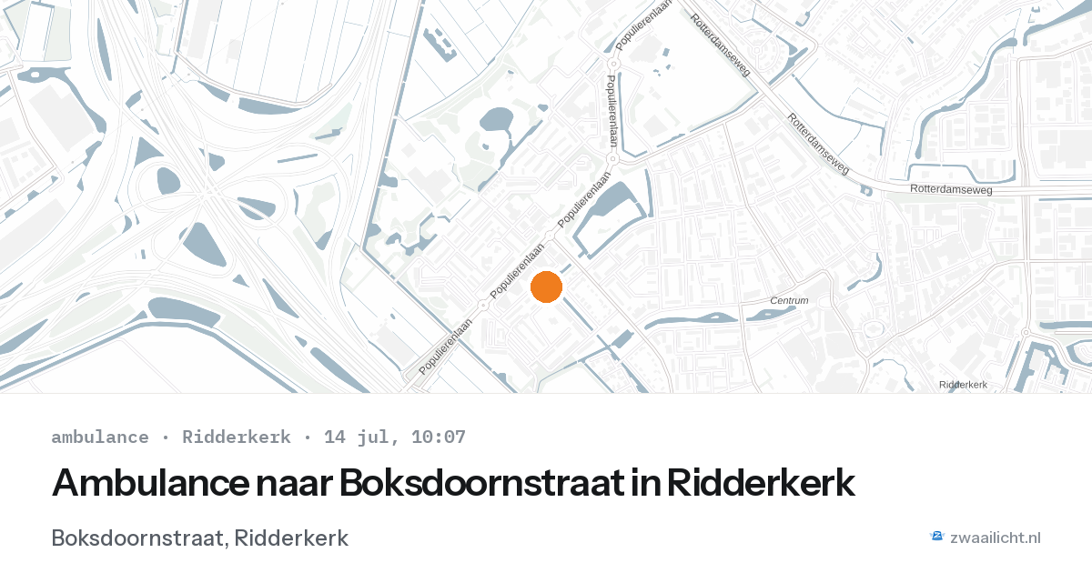 Ambulance naar Boksdoornstraat in Ridderkerk — 14 jul 2026