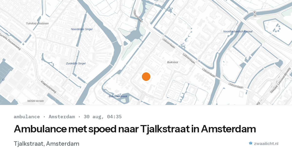 Ambulance met spoed naar Tjalkstraat in Amsterdam — 30 aug 2026
