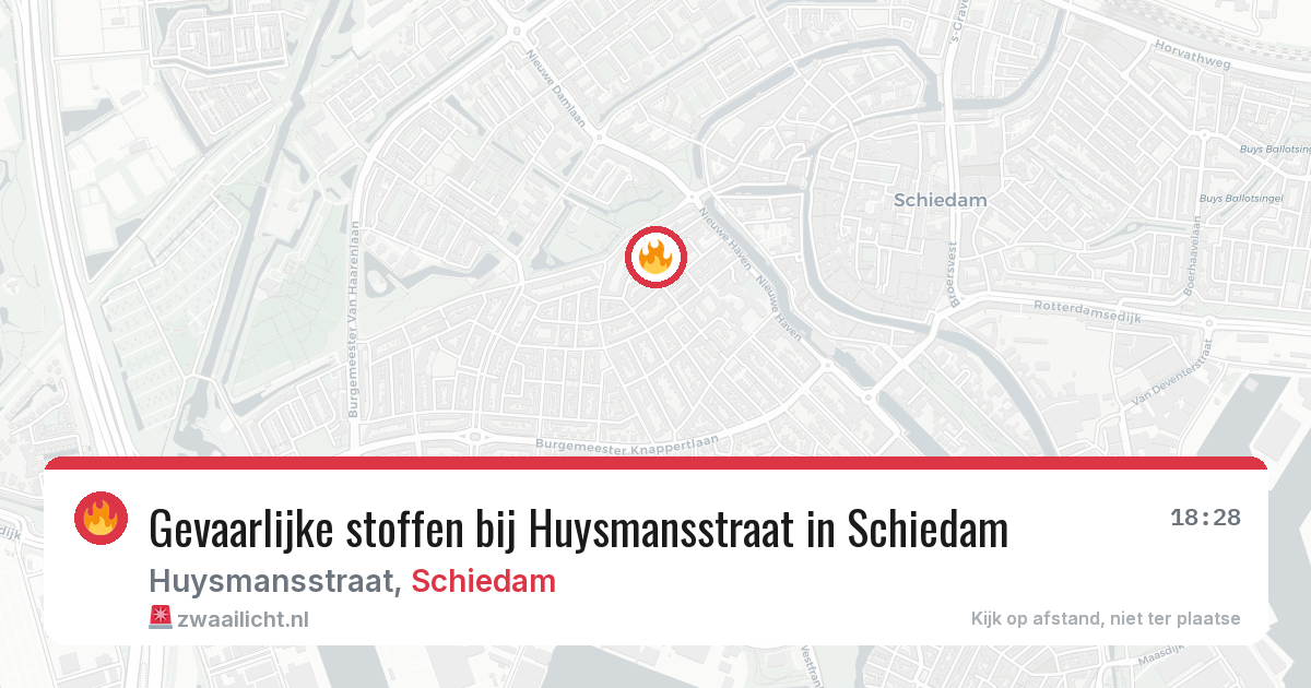 Gevaarlijke stoffen bij Huysmansstraat in Schiedam — 31 mrt 2026