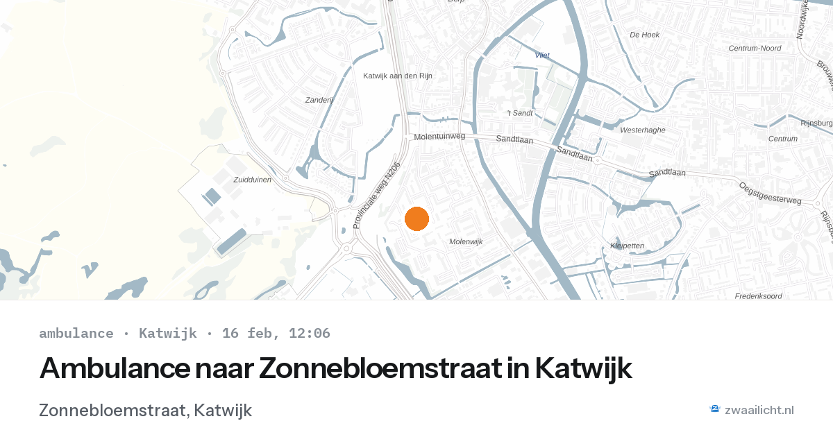 Ambulance naar Zonnebloemstraat in Katwijk — 16 feb 2026