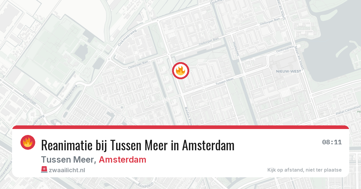 Reanimatie bij Tussen Meer in Amsterdam — 8 aug 2026