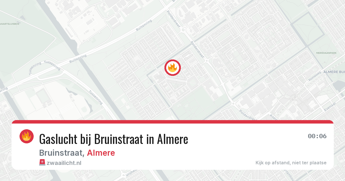 Gaslucht bij Bruinstraat in Almere — 19 mrt 2026
