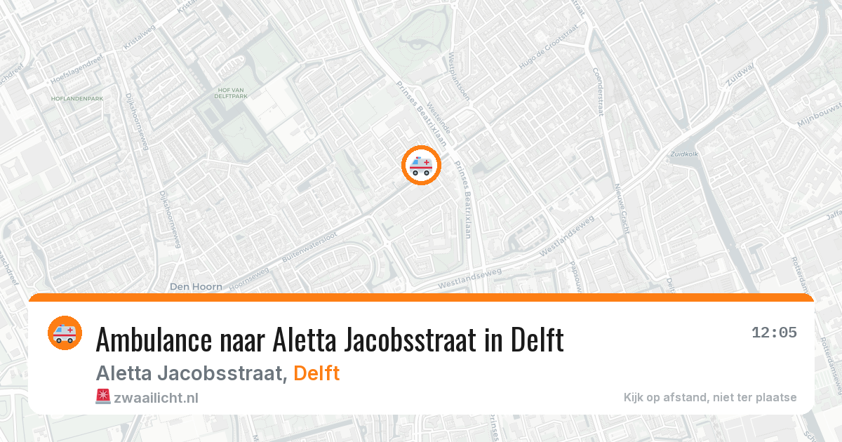 Ambulance naar Aletta Jacobsstraat in Delft — 14 aug 2026