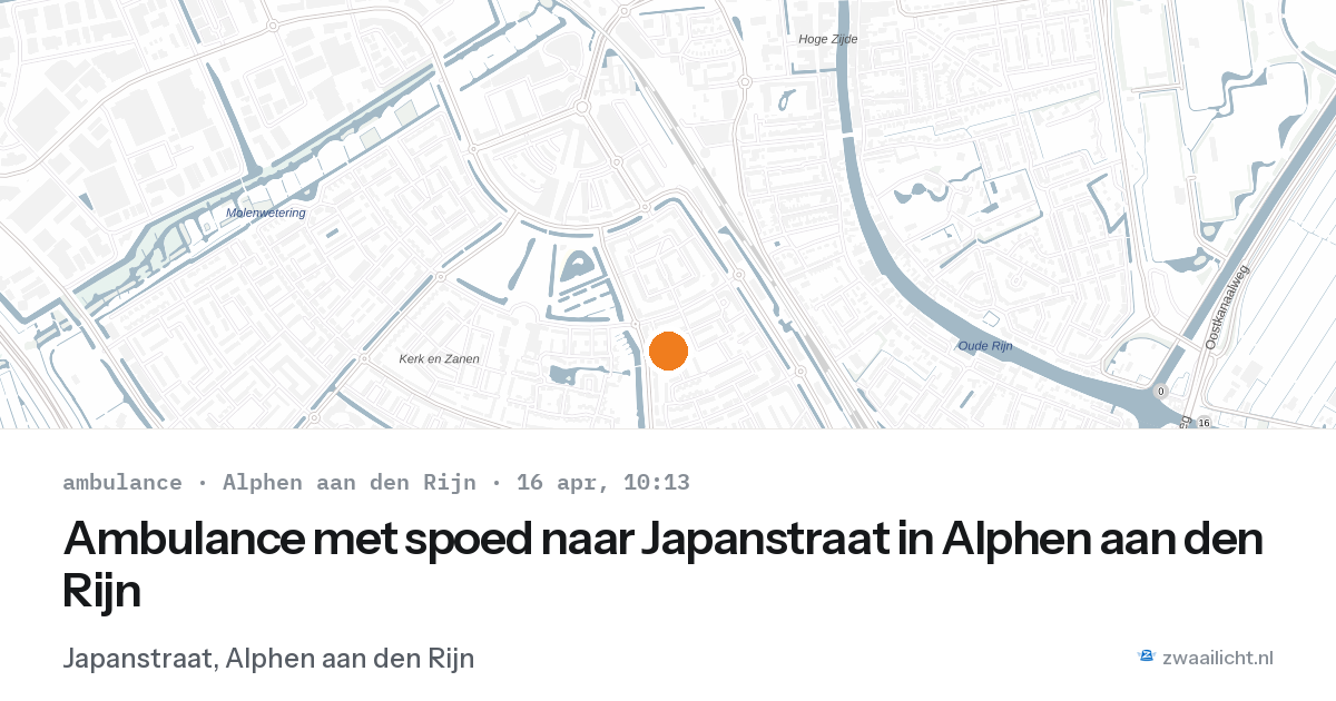 Ambulance met spoed naar Japanstraat in Alphen aan den Rijn — 16 apr 2026