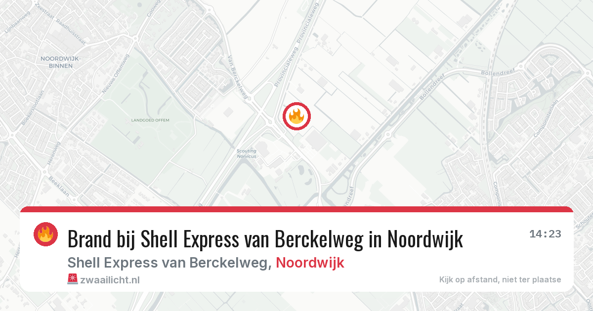 Brand bij Shell Express van Berckelweg in Noordwijk — 10 feb 2026