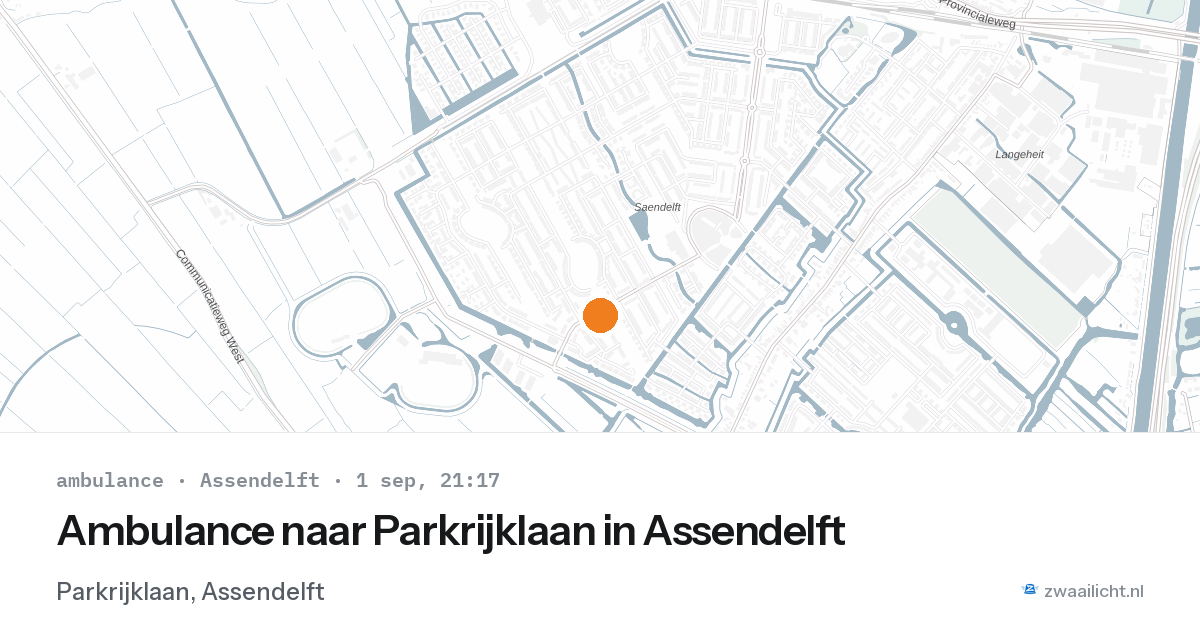 Ambulance naar Parkrijklaan in Assendelft — 1 sep 2026