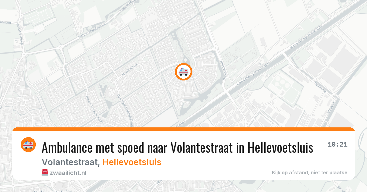 Ambulance met spoed naar Volantestraat in Hellevoetsluis — 9 aug 2026