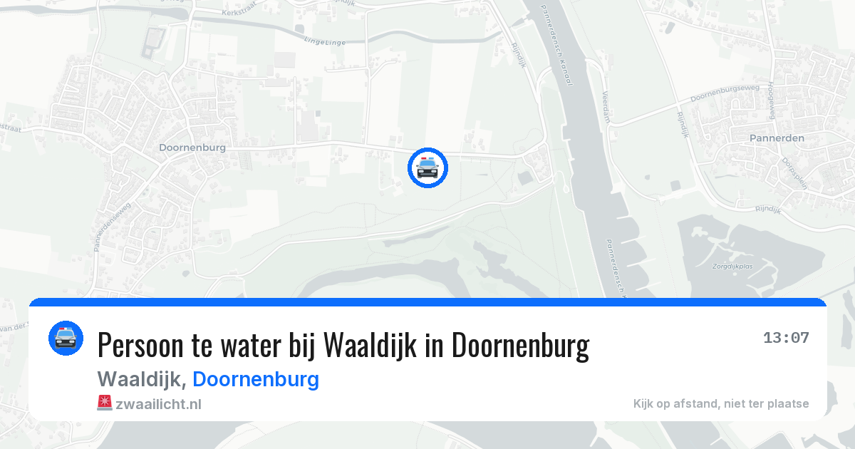 Persoon te water bij Waaldijk in Doornenburg — 7 apr 2026