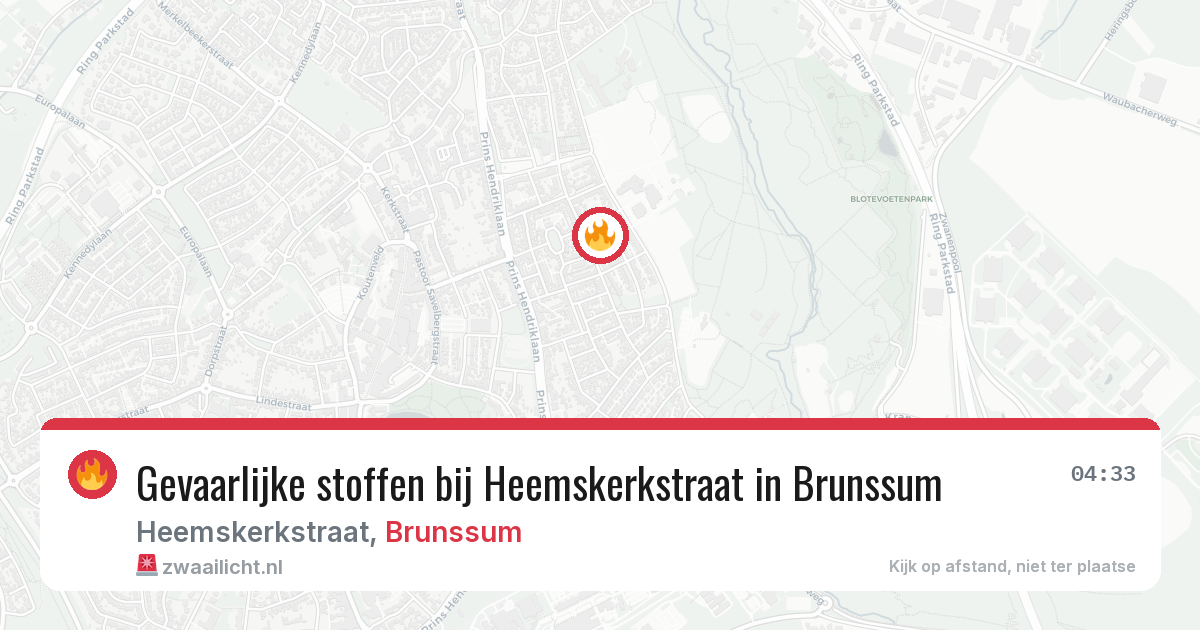 Gevaarlijke stoffen bij Heemskerkstraat in Brunssum — 14 aug 2026