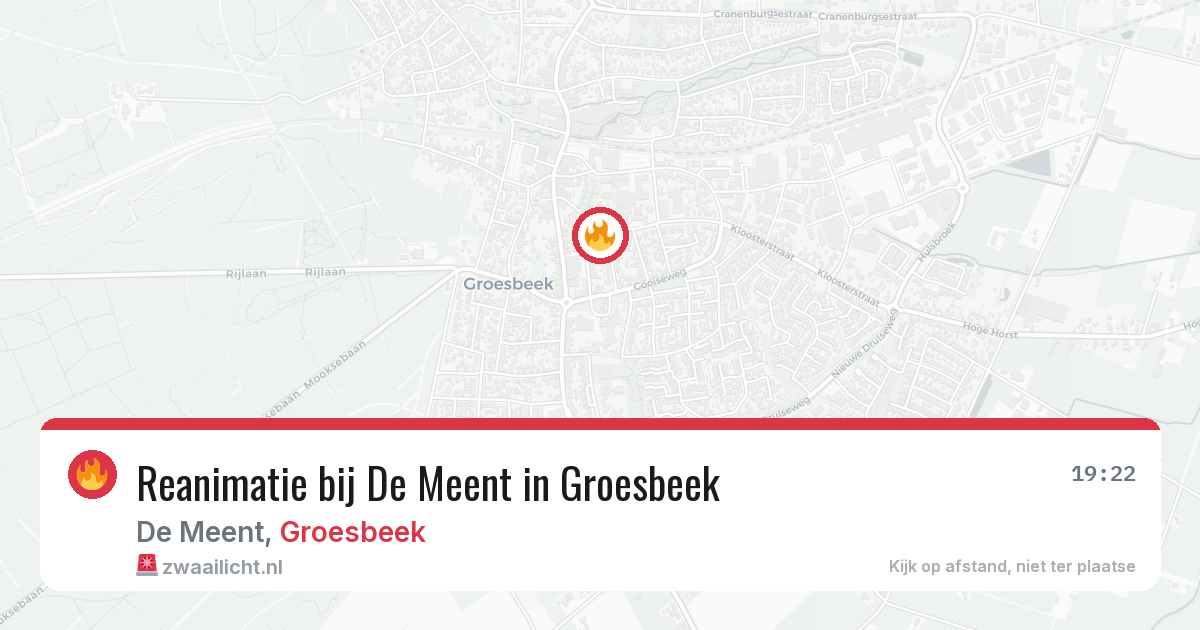 Reanimatie bij De Meent in Groesbeek — 17 mei 2026
