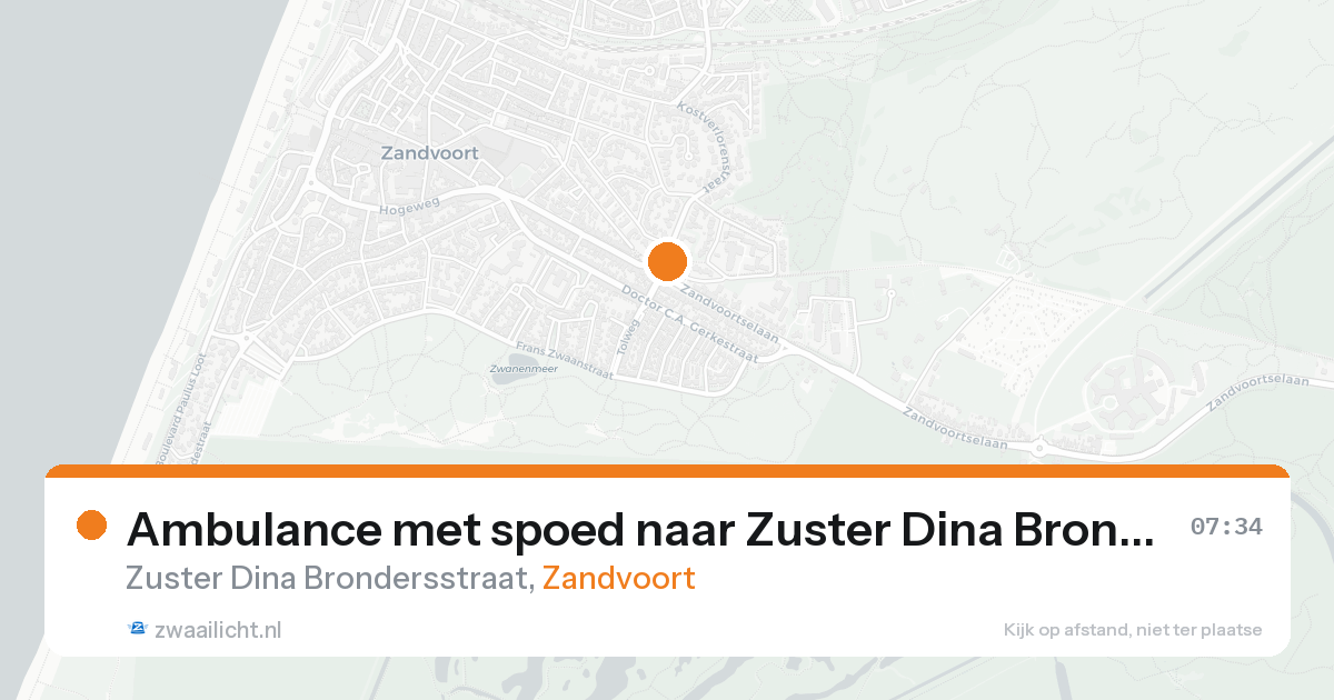 Ambulance met spoed naar Zuster Dina Brondersstraat in Zandvoort — 20 aug 2026