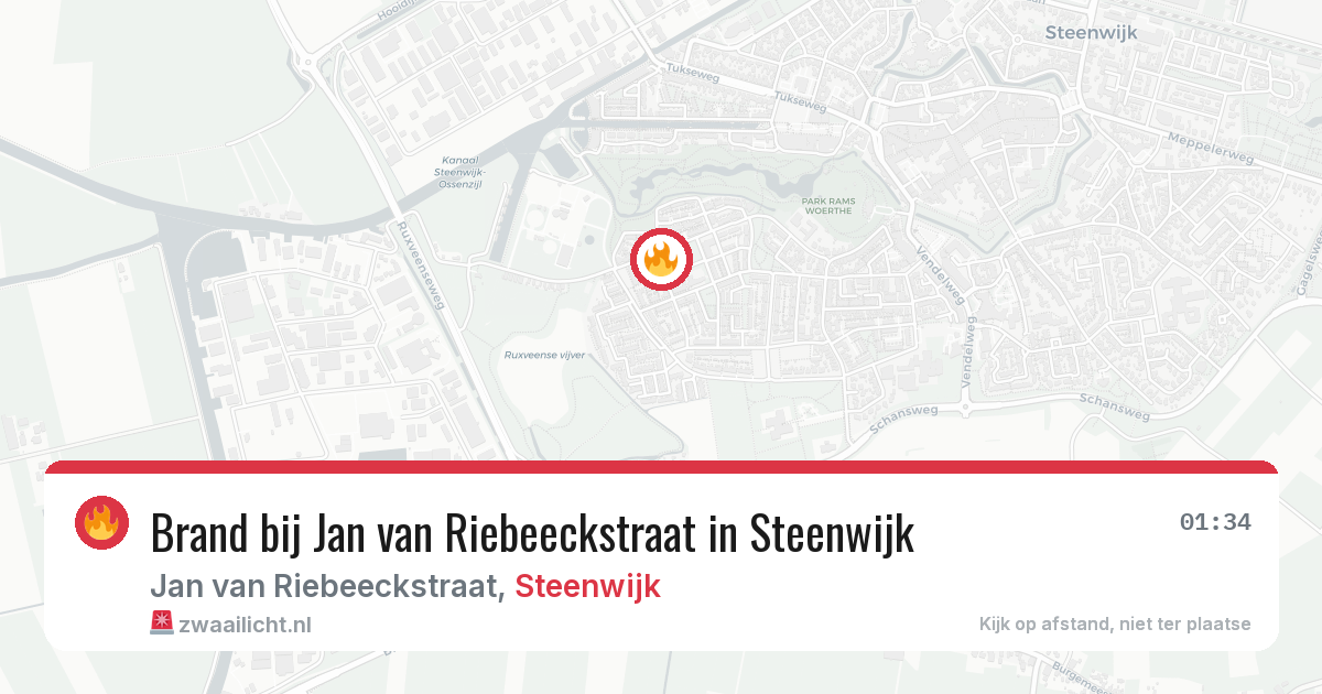 Brand bij Jan van Riebeeckstraat in Steenwijk — 22 mrt 2026